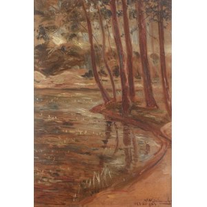 Wincenty Wodzinowski (1866 Igołomnia near Miechów - 1940 Kraków), Landscape with a river