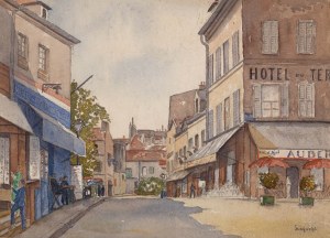 Nathan Grunsweigh (1883 Kraków - 1956 Paryż), Place du Tertre w Paryżu (praca dwustronna)