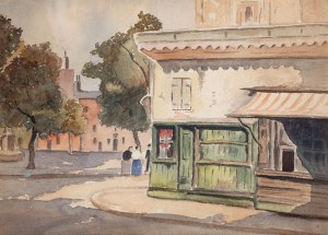 Nathan Grunsweigh (1883 Kraków - 1956 Paryż), Place du Tertre w Paryżu (praca dwustronna)