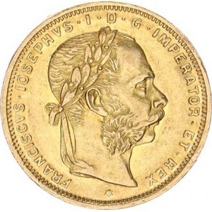 František Josef I. (1848-1916), 8 Florin = 20 Franken 1888 b.zn. 6,443 g