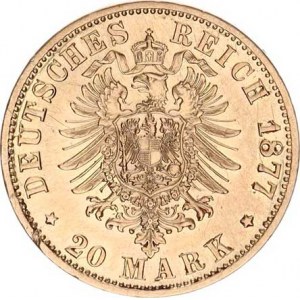 Prusko, Wilhelm I. (1861-1888), 20 Mark 1877 B J. 246; KM 505 7,966 g