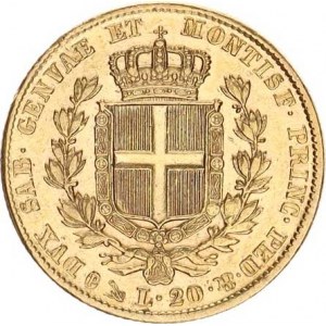 Itálie-Sardinie, Carlo Alberto (1831-1849), 20 Lire 1842 G zn. kotva KM 131; Fr. 1143; G 44 6,43