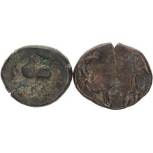 Východní Keltové - Syrmien, Tetradrachma, styliz. hlava zprava / styliz. kůň zleva