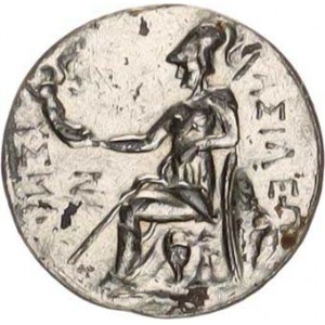 Thracia - Lysimachos (323-281 př.Kr.), Novodobá pamětní miniatura s motivem tetradrachmy, A: Hlava