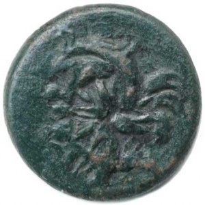 Thracia - Pantikapaion (4. stol. př.Kr.), AE 21, A: hlava Pana zleva, kontramarka hvězda / R: Luk,