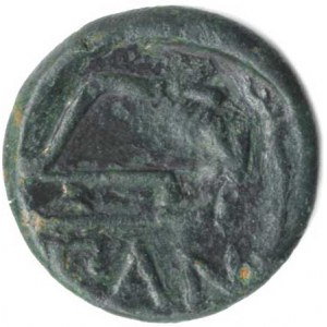 Thracia - Pantikapaion (4. stol. př.Kr.), AE 21, A: hlava Pana zleva, kontramarka hvězda / R: Luk,
