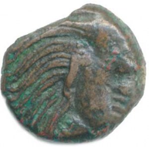 Thracia - Pantikapaion (310-304/3 př. Kr.), AE 14 - Dichalkon, A: Hlava mladého Pana zprava / R: Př