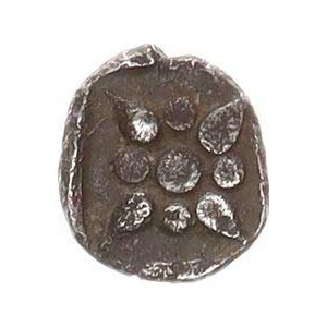 Jonie (440-390 př. Kr.), Hemiobol (1/2 obol) 0,407 g, Hlava Atheny v korintské přilbě /