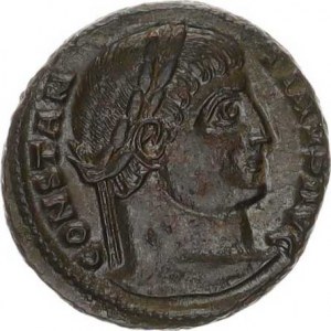 Constantinus I. (306-337), AE 18, hradební brána s dvěmi věžmi a hvězdou