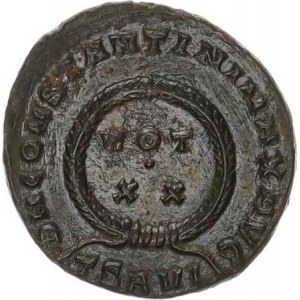 Constantinus I. (306-337), AE 18, ve věnci VOT XX / DN CONCTANTINI MAX AVG