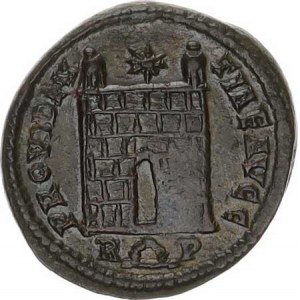 Constantinus I. (306-337), AE 19, hradební brána s dvěma věžemi a hvězdou