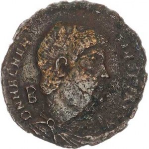 Magnentius (350-353), AE 22, dvě Viktorie proti sobě drží štít s nápisem