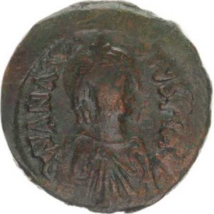 Anastasius (491-518), AE Follis (40 nummia), velké M, nahoře kříž, dole E, po stranách