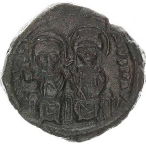 Justin II. a Sofia (565-578), AE 1/2 Follis (20 numia) minc. Constantinopol, velké písmeno K, n