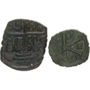 Justin II. a Sofia (565-578), AE 1/2 Follis (20 numia) minc. Thessalonica SB 366 10,086 g