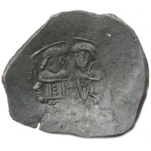 Manuel I. Komnenos (1143-1180), AE miskovitá nomisma (billon aspron trachy), A: Kristus sedí na t