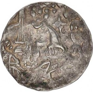 Německo - Aachen, Friedrich I. Barbarossa (1152-1190), Denár, císař trůnící na lvím křesle s mečem