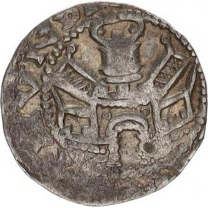 Německo - Aachen, Friedrich I. Barbarossa (1152-1190), Denár, císař trůnící na lvím křesle s mečem