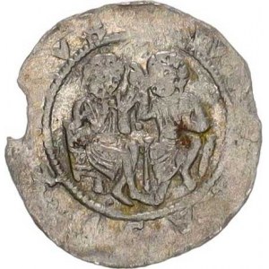 Vladislav II. (1140-1174), Denár C - 593 ac - značka E v poli chybí, kulička mezi sedící