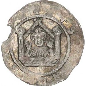 Vladislav II. (1140-1174), Denár C - 593 ac - značka E v poli chybí, kulička mezi sedící