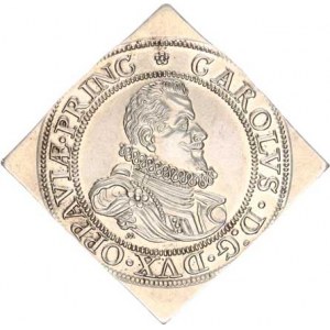 Opava, Karel Liechtenstein (1614-1627), 1/2 tolarová klipa 1619 CC - NOVORAŽBA sign.: M Ag 31x31 mm
