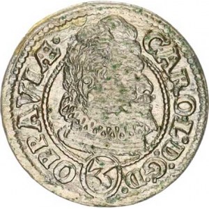 Opava, Karel Liechtenstein (1614-1627), 3 kr. 1614 BH - dva erby Sa 12/8 1,611 g, vada stř.