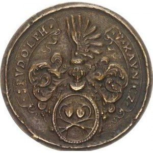Rudolf z Kounic (1617-1664), AE jednostranná medaile b.l., A: Rodový erb, opis
