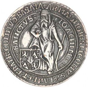 Šlik, Štěpán a bratři (1505-1526), Tolar 1520, Jáchymov, s tit.Ludvíka REPLIKA 1967#postr.mat.