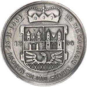 Valdštejn, Albrecht (1583-1634), Česká Lípa - tolar. medaile k výročí zavraždění 1934 - poprsí mír