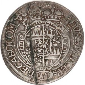 Olomouc, Karel II. Liechtenstein (1664-1695), XV kr. 1676 špice SV 375 E1 / /B? R, škrt