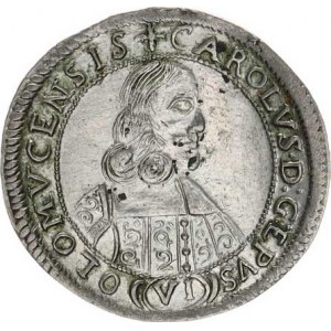Olomouc, Karel II. Liechtenstein (1664-1695), VI kr. 1665 špice S-V 339 var.: v Rv. schází rozděl.