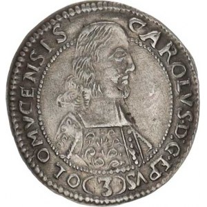 Olomouc, Karel II. Liechtenstein (1664-1695), 3 kr. 1665 zn. špice SV 315 C4 / B1 1,642 g