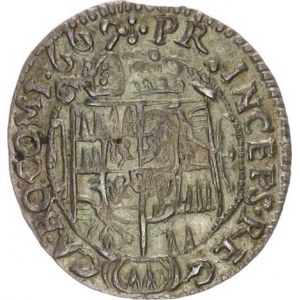 Olomouc, Karel II. Liechtenstein (1664-1695), 3 kr. 1669, zn.špice SV 322 E3/ jako B5, ale PR INCEP