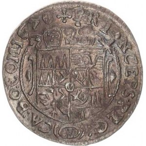 Olomouc, Karel II. Liechtenstein (1664-1695), 3 kr. 1670, zn.špice, var.: úzké poprsí S-V 324 var.