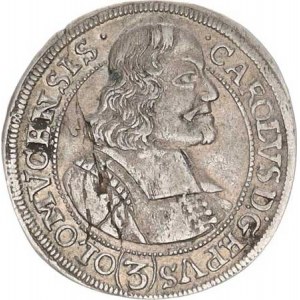 Olomouc, Karel II. Liechtenstein (1664-1695), 3 kr. 1673 špice S-V 328 G3/C ?- dvojtečka za REG: zn