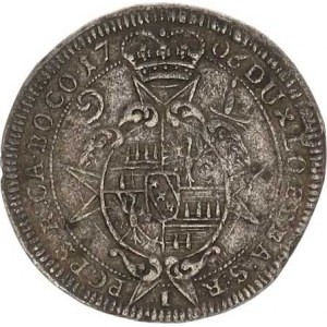 Olomouc, Karel III. Lotrinský (1695-1711), 3 kr. 1706 I S-V 542 B3/B2 var. dvojtečka za OLOMUCENSIS