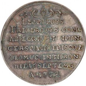 Olomouc, Leopold II., z Eghku (1758-1760), Medaile intronizační 1759, malá Ag 29 mm Taul 229 R