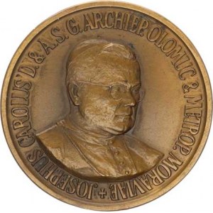 Olomouc, Jos.Karel Matocha (1948-1962), Intronizační medaile 1948, poprsí arcibisk. vpravo / znak
