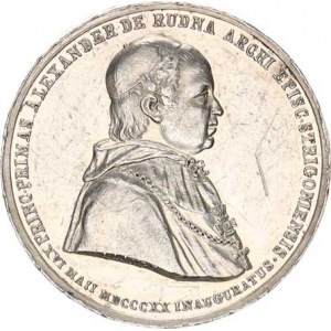 Ostřihom - arcibiskupství, Arcibiskup Alexander de Rudna, poprsí zprava / Položení základní