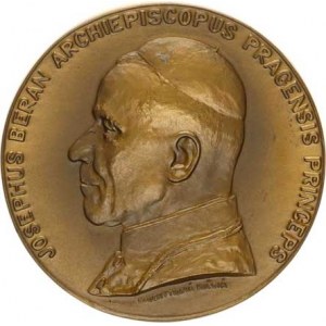 Praha - arcib., Josef Beran (1946-1969), Intronisační medaile 1946, hlava zleva, opis / znak, opis