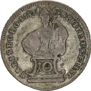 Salzburg - arcib., Zikmund III. (1753-1771), 10 kr. 1757 Probst 2336, mělká ražba