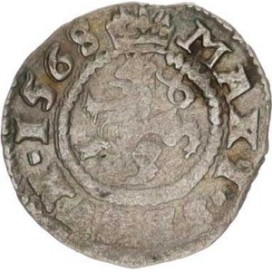 Maxmilian II. (1564-1576), Bílý peníz 1568, K.Hora-Ludvík Karel+Šatný 0,328g