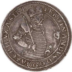 Ferdinand - arcivévoda (1565-1595), Zlatník (60 kr.) 1572, Tyroly Hall RR var.: koruna bez