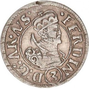 Ferdinand - arcivévoda (1565-1595), 3 kr. b.l., Tyroly, Hall opis: .FERDIN()D:G:AR.AVS / DVX.BVRGVN