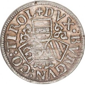 Ferdinand - arcivévoda (1565-1595), 3 kr. b.l., Tyroly, Hall opis: .FERDIN()D:G:AR.AVS / DVX.BVRGVN