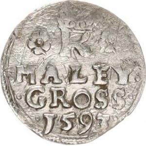 Rudolf II. (1576-1612), Malý groš 1593, Jáchymov-Hoffmann HN 8b/7c 0,839 g