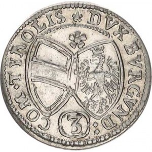 Ferdinand Karel - arcivévoda (1632-1662), 3 kr. 1645 Tyroly, Hall