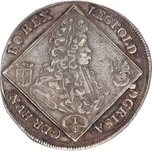 Leopold I. (1657-1705), 1/4 Tolar 1701 KB - nerozdělená datace Husz. 1412 var.: dvoj