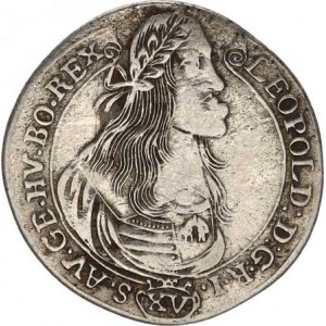 Leopold I. (1657-1705), XV kr. 1663 KB Hol.63.1,2 R +starý podlož. štíte