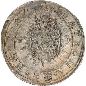 Leopold I. (1657-1705), XV kr. 1663 KB Hol.63.1,2 A R, napr. stř. ražbou u hr.